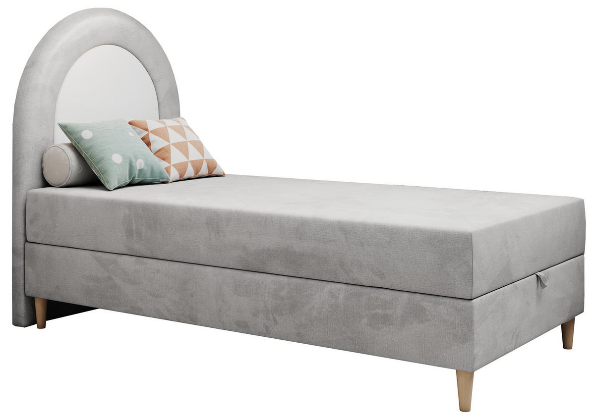 BOXBETT NEST 90/180 Hellgrau Velvet hydrophob - H3 - Hellgrau, Holz/Textil (90/180cm) - MKS