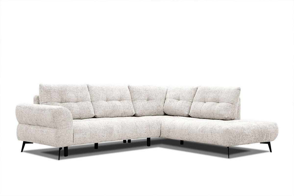 ECKSOFA SALVINI 5-Sitzer, ecru - Ecru/Schwarz, Holzwerkstoff/Textil (292/158cm) - Courtois Laville