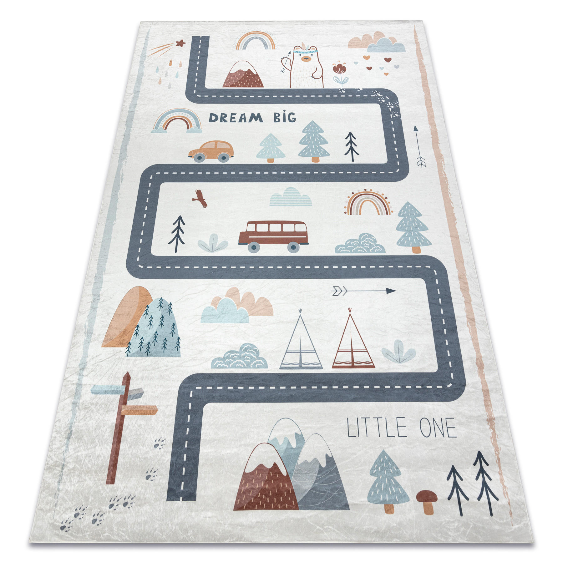 BAMBINO 46980 covor lavabil Padure, strazi pentru copii anti-alunecare - alb / verde 80/150 cm
