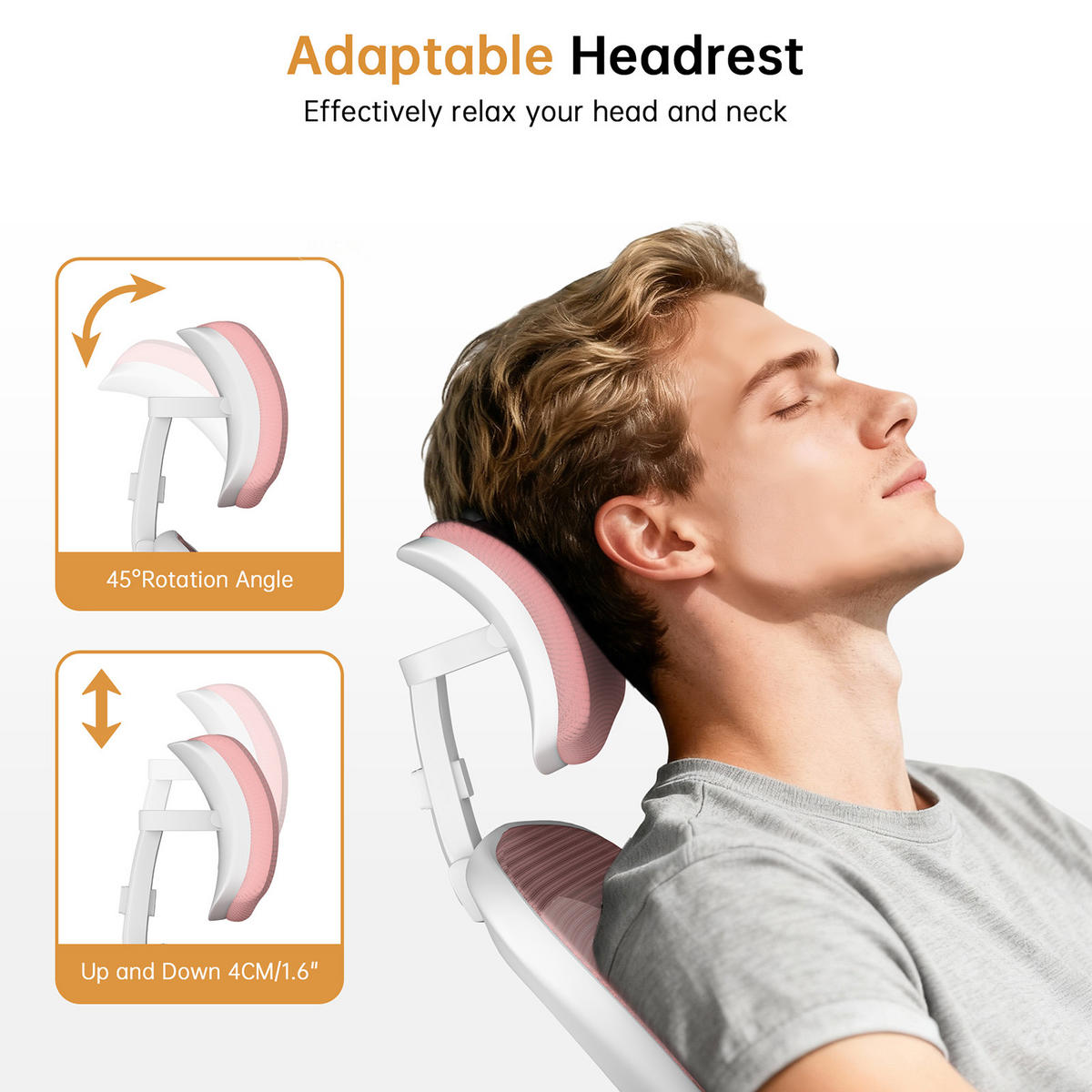 BÜROSTUHL ergonomisch Weiß-Rosa mit Lendenstütze - Pink, Metall (58.5/28.5/61cm) - Rattrix