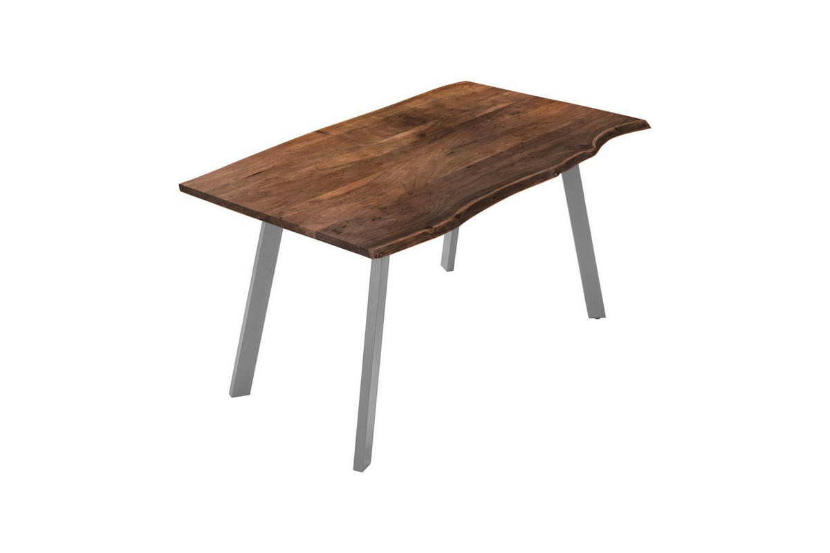 ESSTISCH LAXMI - Silberfarben/Braun, Holz/Metall (80/120/77cm) - SAM