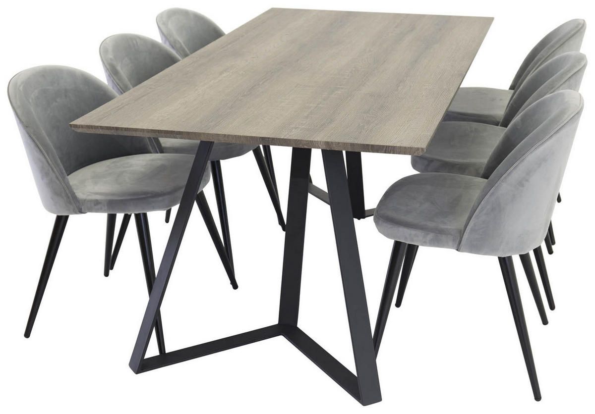 TISCHGRUPPE Hellgrau - Hellgrau, Holzwerkstoff (90/75/180cm) - ebuy24