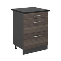 KÜCHENUNTERSCHRANK R-Line Edelgrau 60 cm mit Schubladen, AP Anthrazit - Anthrazit/Braun, Holzwerkstoff (60/81.6/60cm) - Vicco