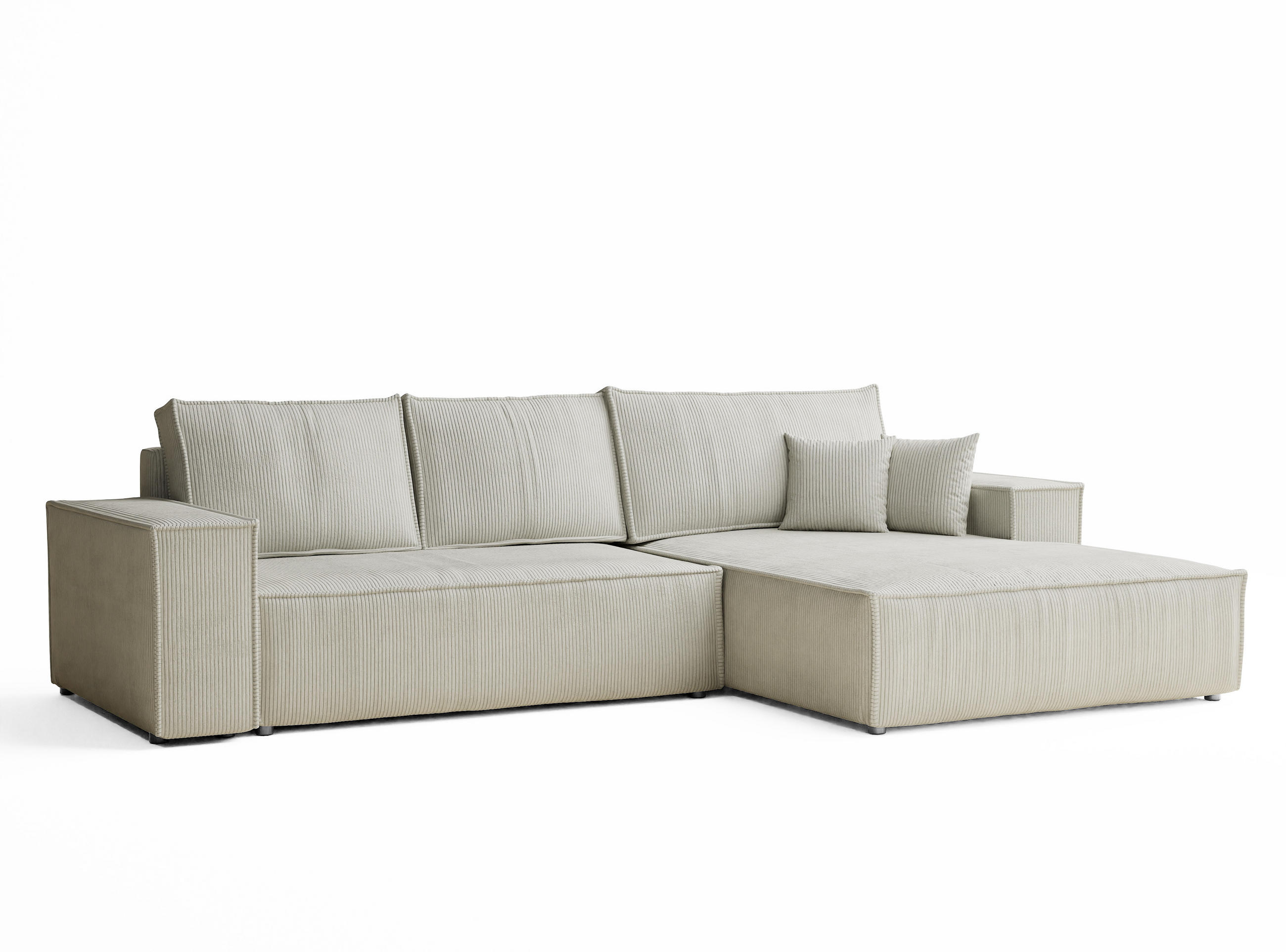 ECKSOFA MIT SCHLAFFUNKTION Maze Creme Samtstoff - Creme/Schwarz, Holz/Holzwerkstoff (294/185cm) - Maison de Reve