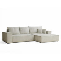 ECKSOFA MIT SCHLAFFUNKTION Maze Creme Samtstoff - Creme/Schwarz, Holz/Holzwerkstoff (294/185cm) - Maison de Reve
