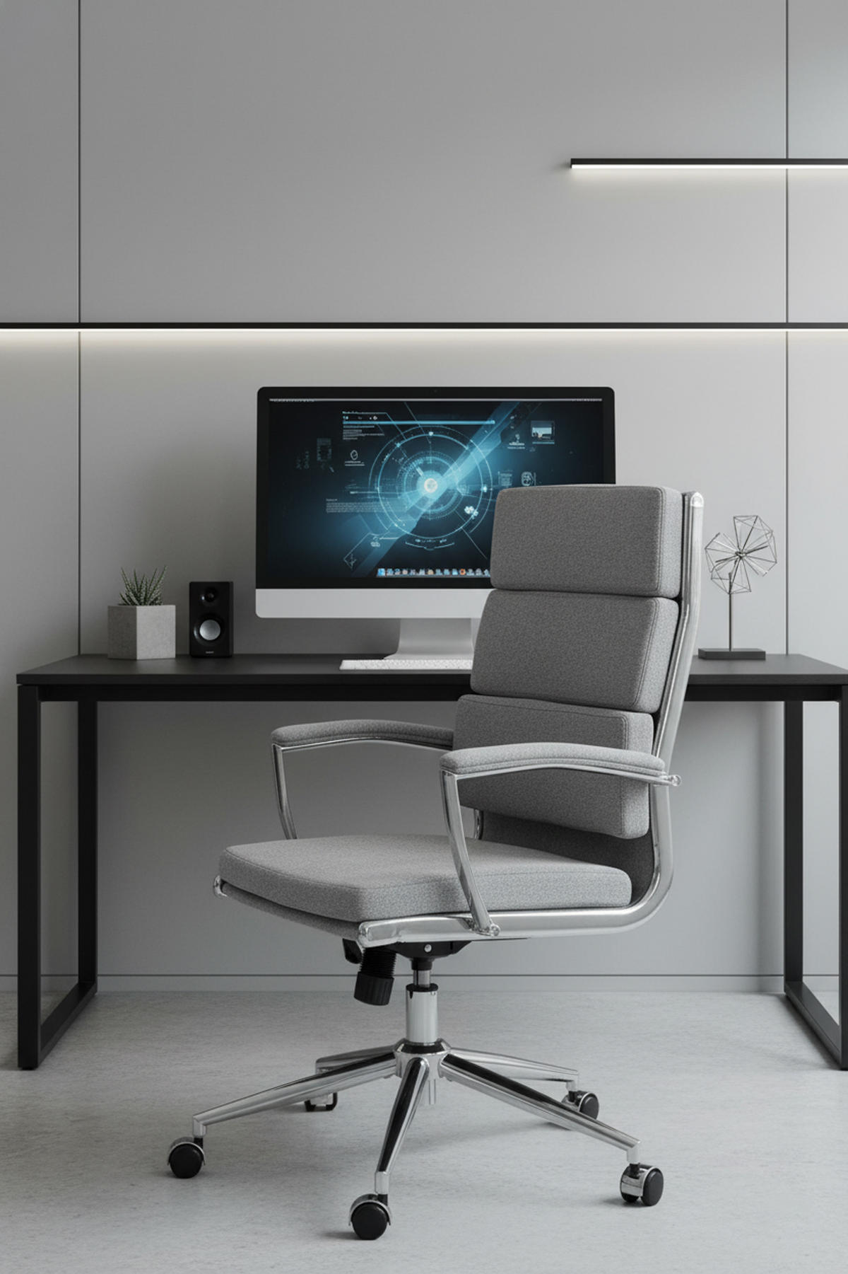BÜROSTUHL Cyron Stoff grau - Chromfarben/Grau, Textil/Metall (61/115/65cm) - TPFLiving
