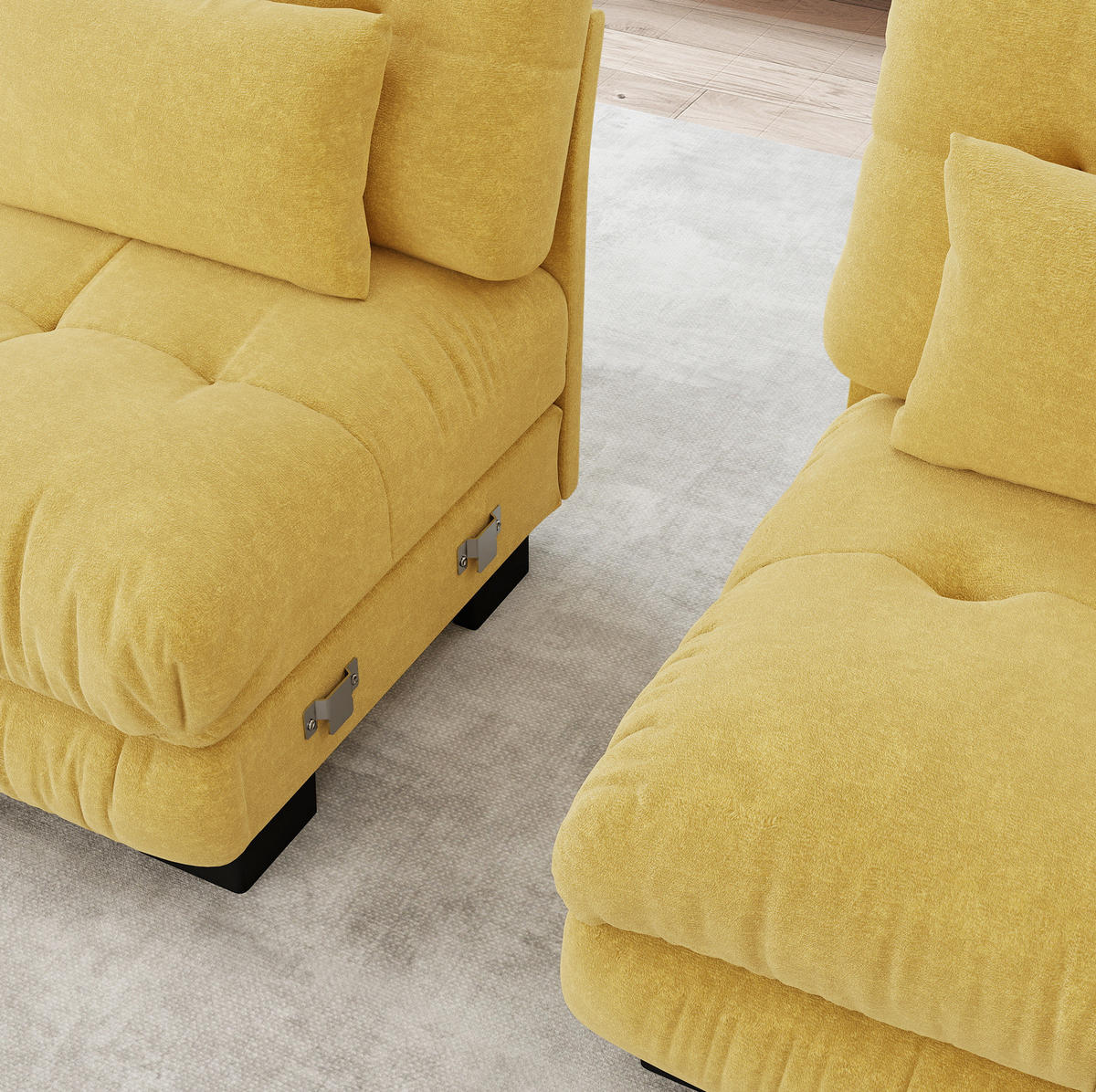 SOFA modulares Design Chenille Yellow - Gelb, Kunststoff (77/81/313cm) - Meubliv
