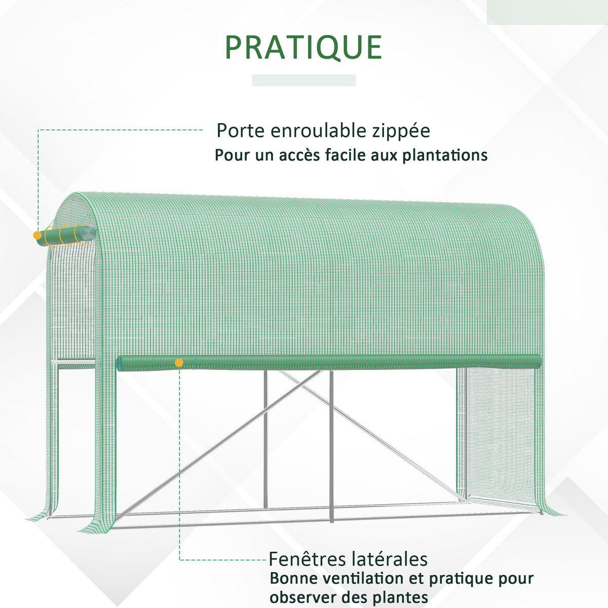GEWÄCHSHAUS DE-11911 mit Tür & 2 Fenstern Grün - Grün, Kunststoff (100/200/300cm) - ComfortXL