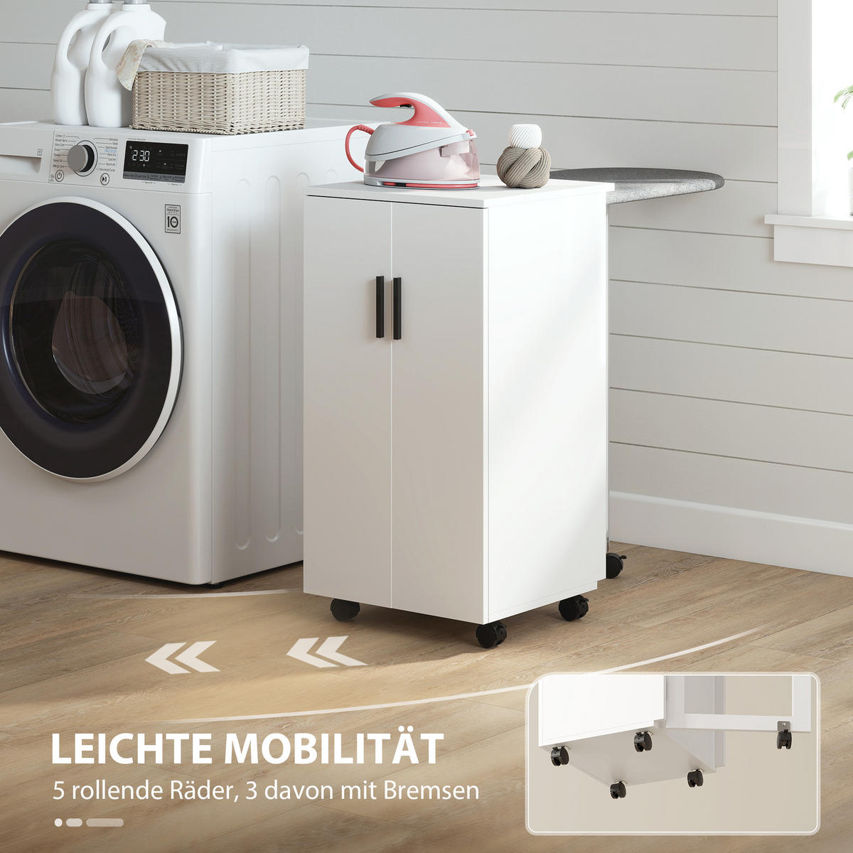BÜGELBRETTSCHRANK DE-09596 Weiß - Weiß, Holzwerkstoff (99.5/83/43cm) - ComfortXL