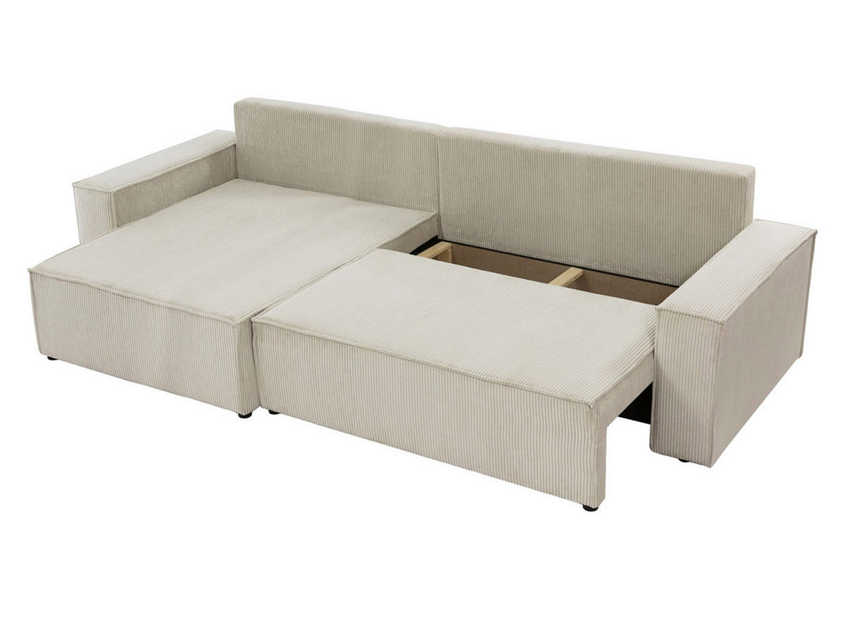 ECKSOFA Karl Cord Maxi - Blau/Schwarz, Holz/Kunststoff (272/145cm) - MIRJAN24
