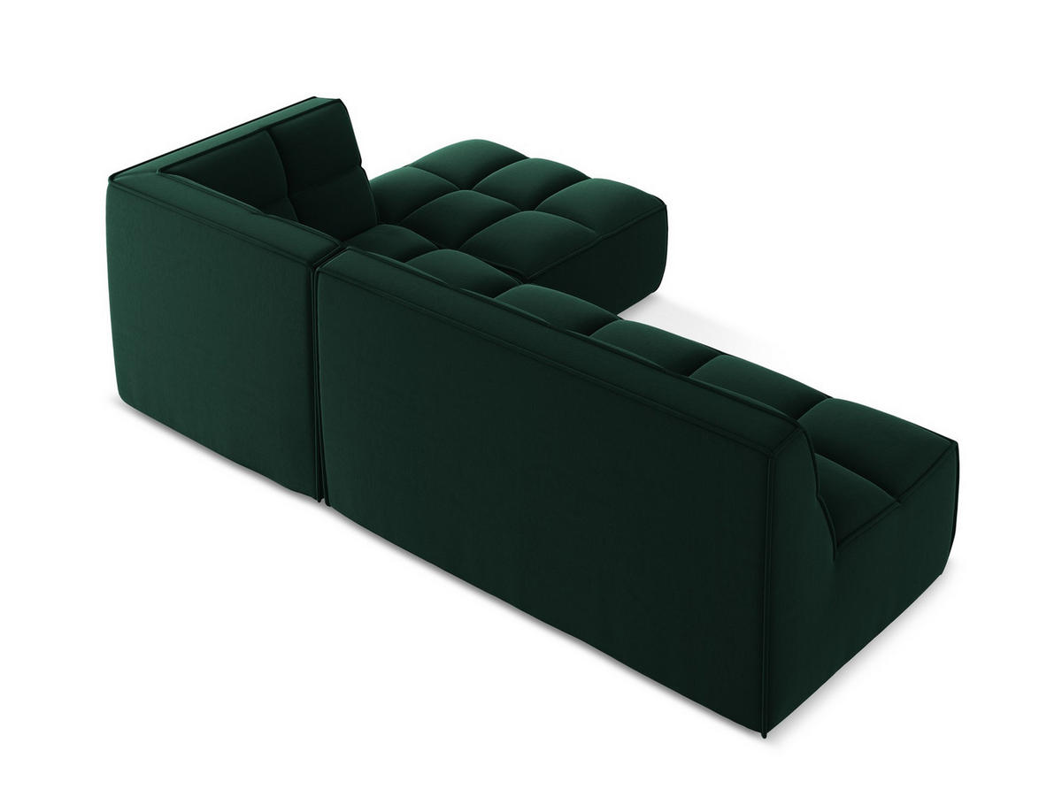 ECKSOFA Beidseitig Samt Stoff Grün - Dunkelgrün/Schwarz, Kunststoff/Textil (258/178cm) - Makamii