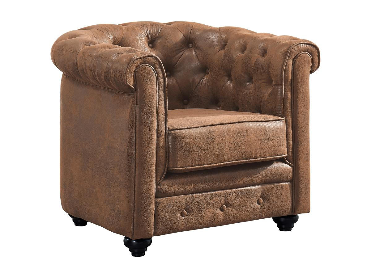 SESSEL - Microfaser - Vintage-Look - CHESTERFIELD - Braun, Textil (78/72/82cm) - Vente-Unique