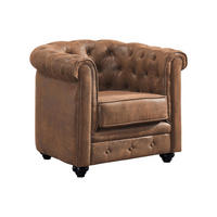 SESSEL - Microfaser - Vintage-Look - CHESTERFIELD - Braun, Textil (78/72/82cm) - Vente-Unique