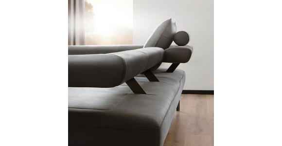 ECKSOFA in Mikrofaser Graubraun  - Graubraun/Schwarz, Design, Textil/Metall (305/224cm) - Dieter Knoll