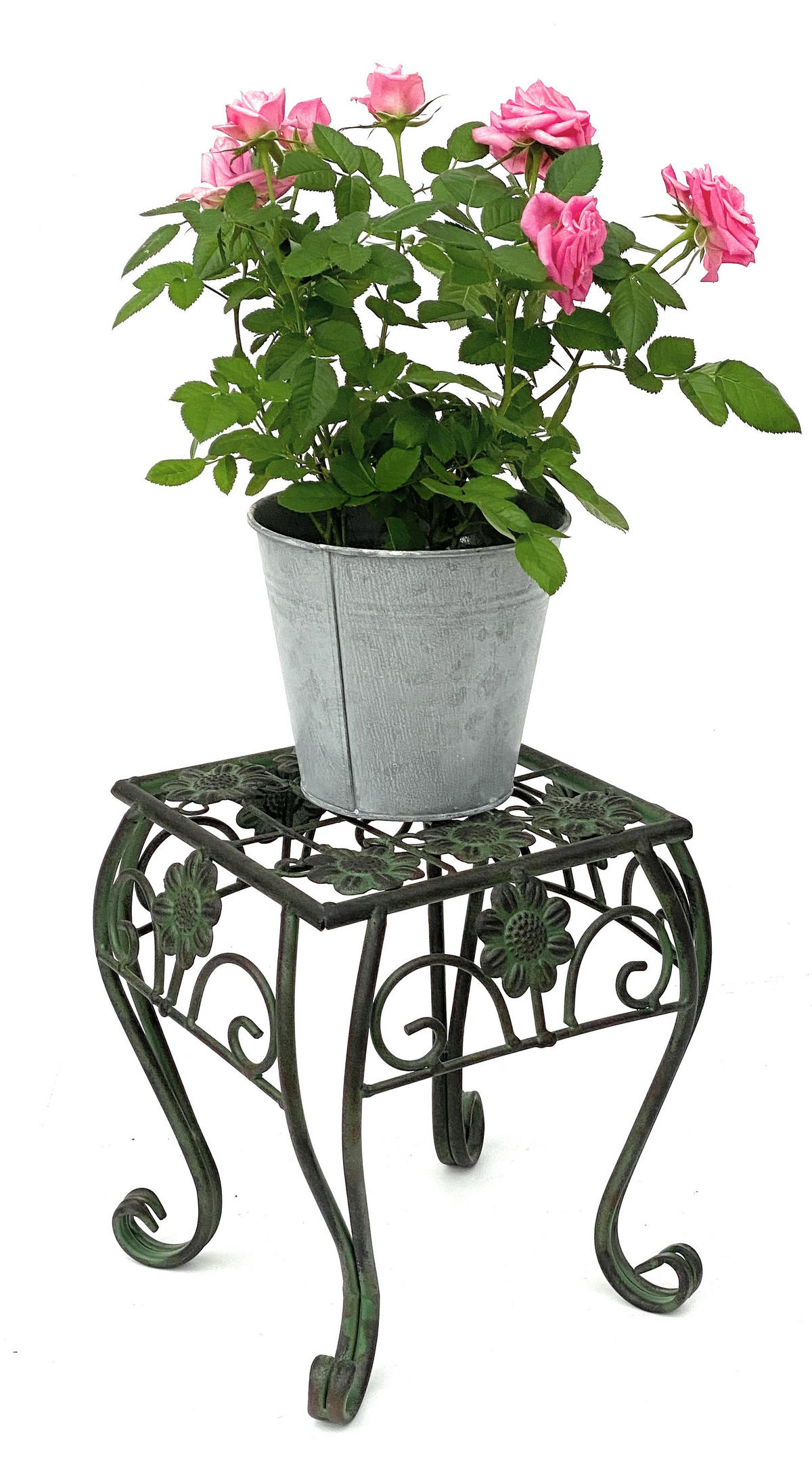 BLUMENHOCKER eckig Metall Grün 22,5/22,5/25,5 cm - Grün, Metall (22.5/25/22.5cm) - DanDiBo