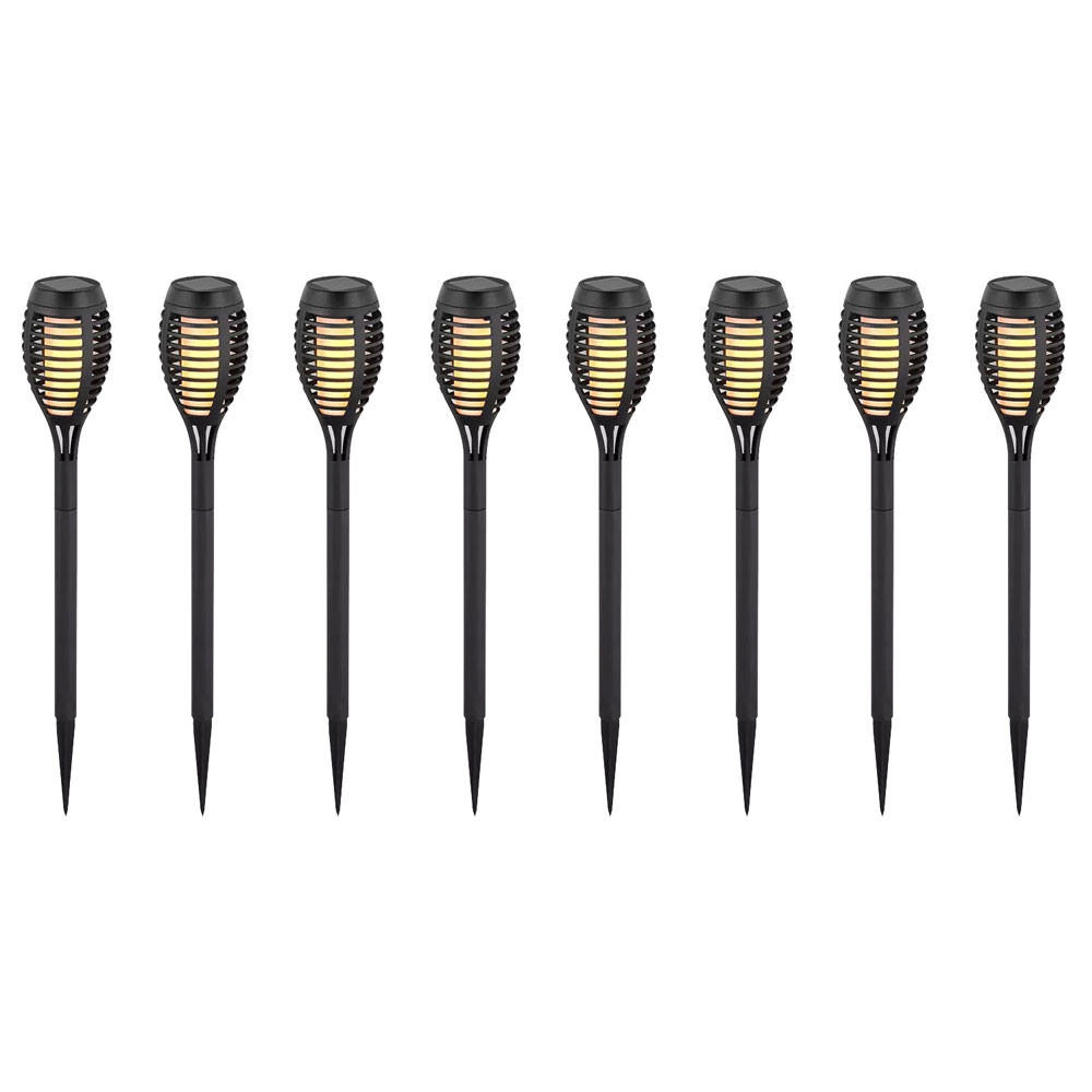LED AUSSENLEUCHTE Solarleuchte Schwarz Feuereffekt 8er Set - Schwarz, Kunststoff (7.5/7.5/50cm)