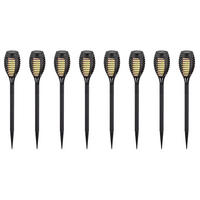 LED AUSSENLEUCHTE Solarleuchte Schwarz Feuereffekt 8er Set - Schwarz, Kunststoff (7.5/7.5/50cm)