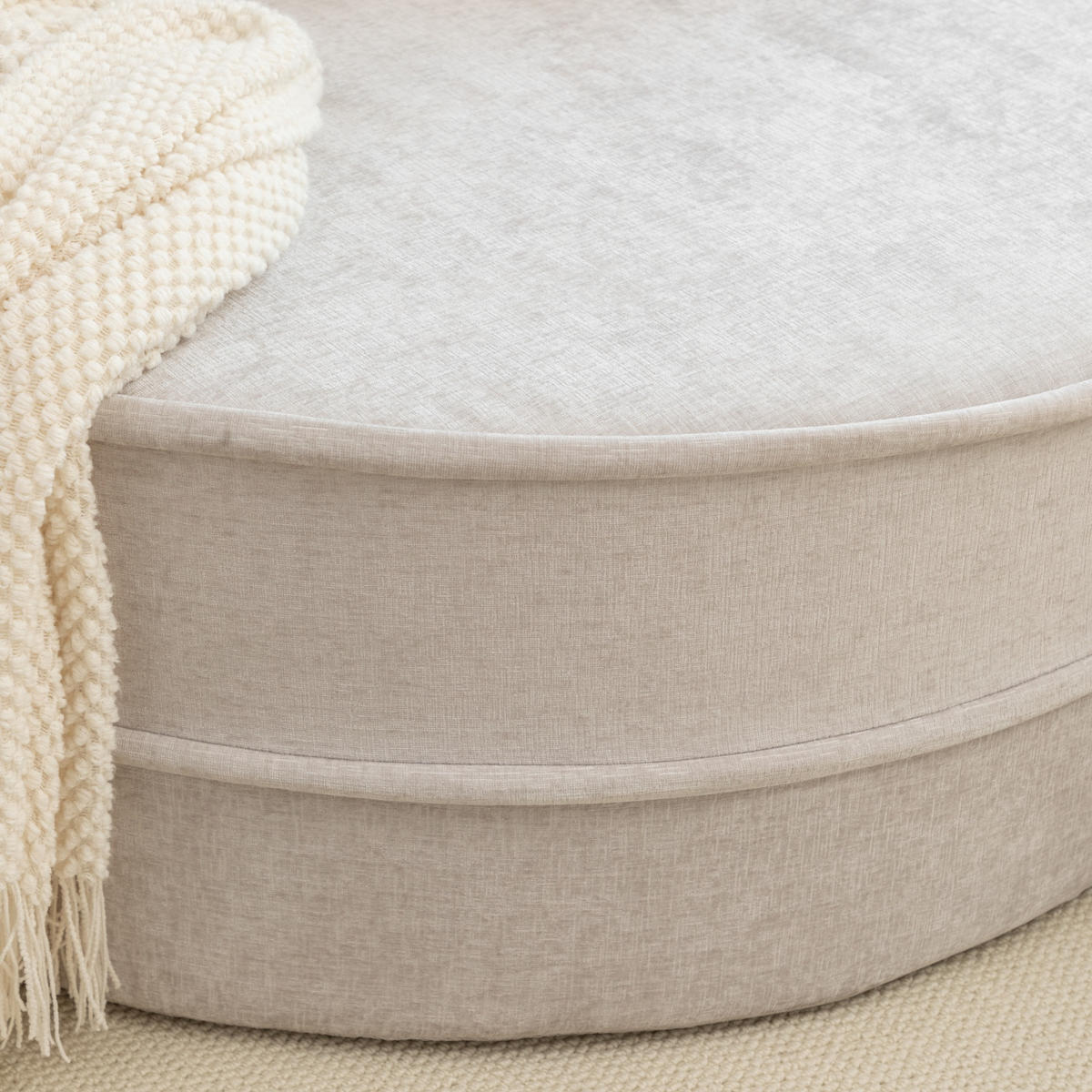 SOFA Chenille Grau mit Kissen und Ottomane - Grau, Textil (163/66/121cm) - WISHDOR