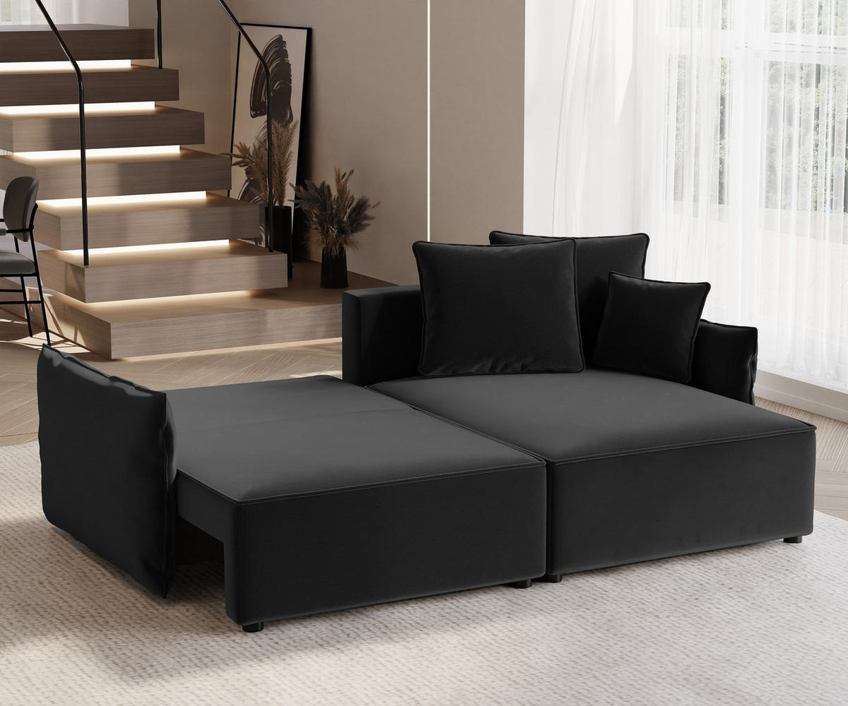 ECKSOFA LEON mit Schlaffunktion und Bettkasten Anthrazit - Anthrazit, Holzwerkstoff/Kunststoff (250/90cm) - Idohome