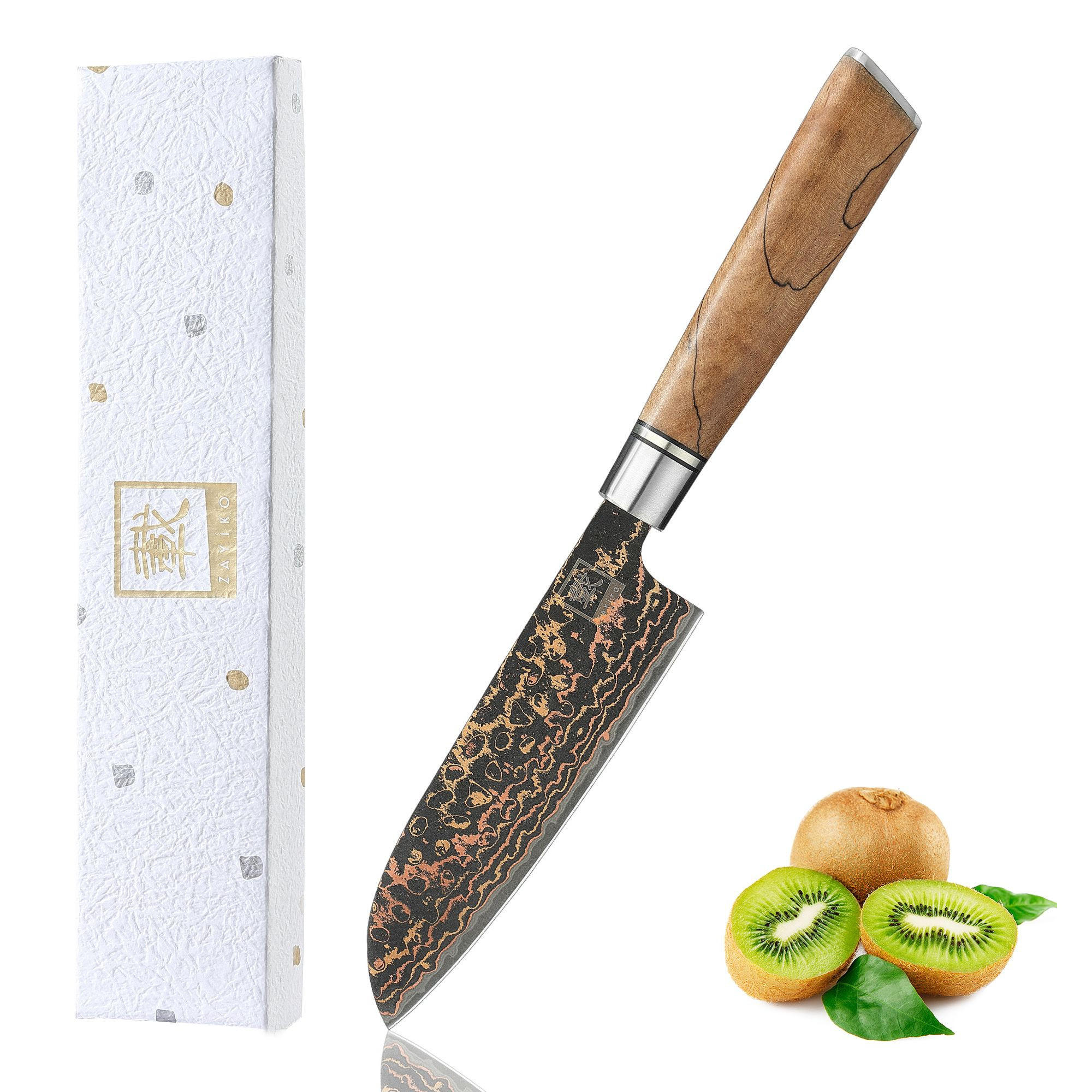 SANTOKU-MESSER 12 cm - Ahornfarben, Holz/Metall (24cm) - Zayiko