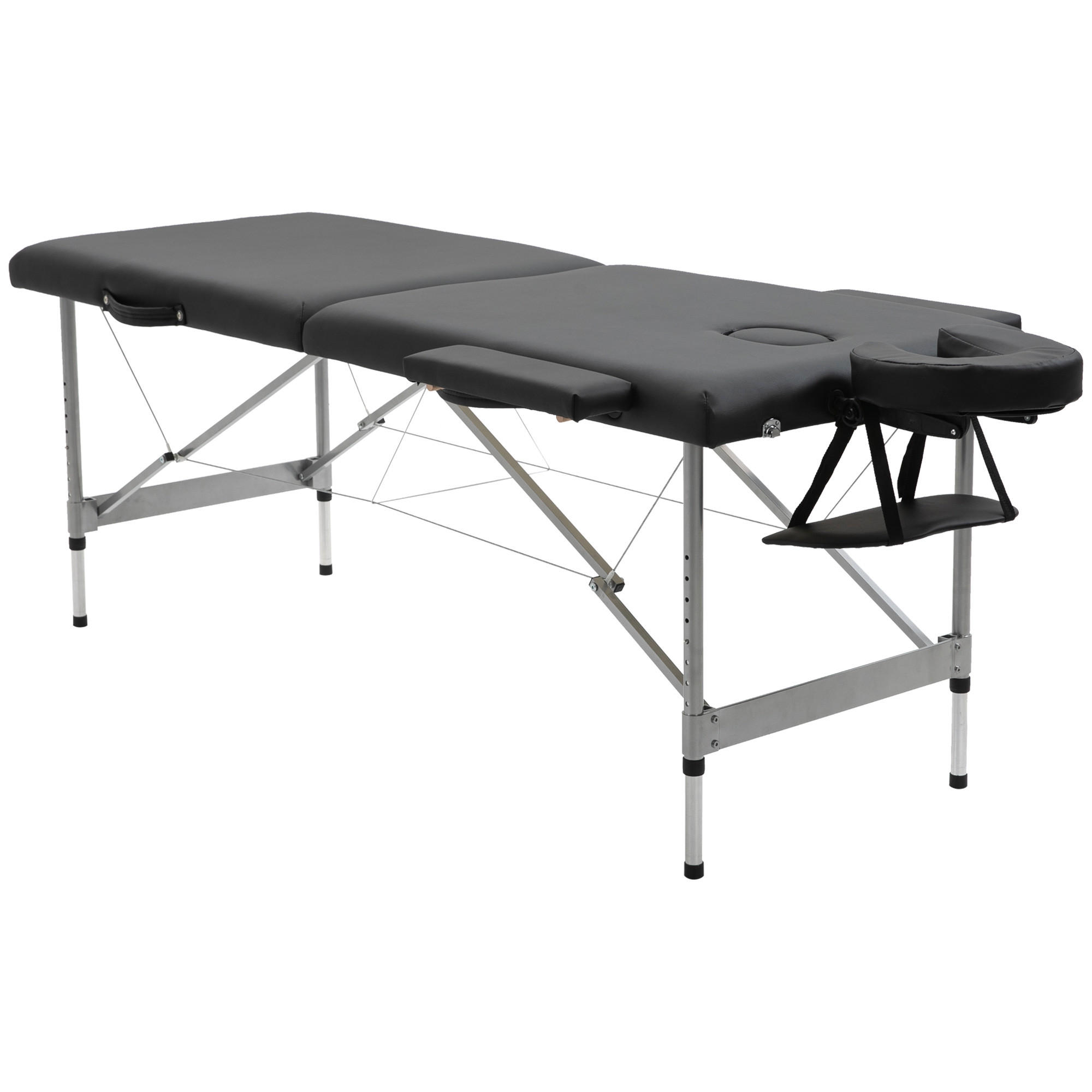 MASSAGELIEGE klappbar Massagebett max. 130 kg Belastbar Kunstleder, Schwarz - Schwarz, Metall (71/83/186cm) - HOMCOM