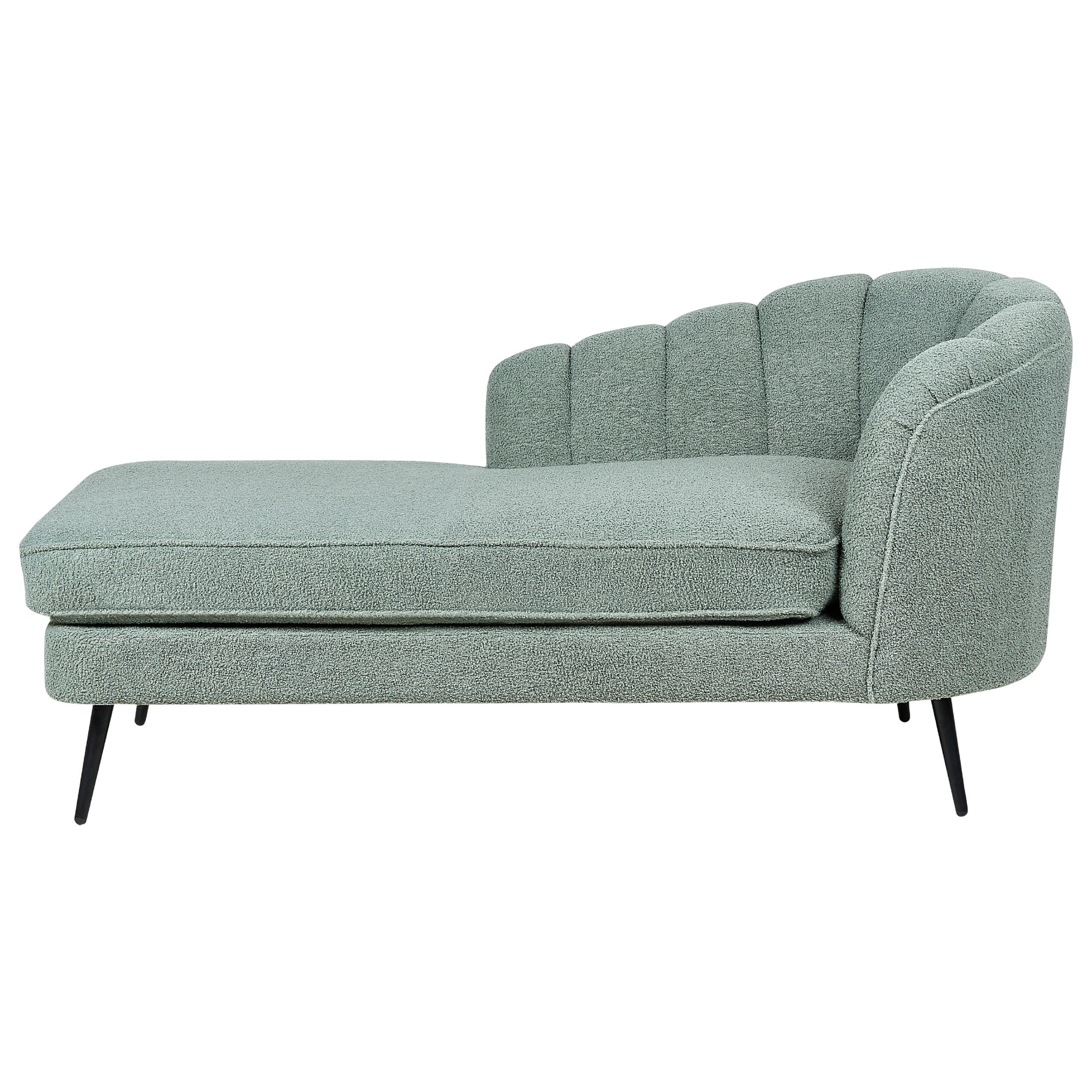 CHAISELONGUE Bouclé grün rechtsseitig Allier - Schwarz/Grün, Textil (150/75/76cm) - Beliani