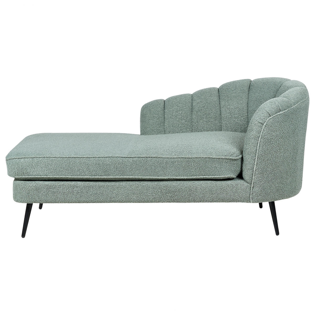 CHAISELONGUE Bouclé grün rechtsseitig Allier - Schwarz/Grün, Textil (150/75/76cm) - Beliani