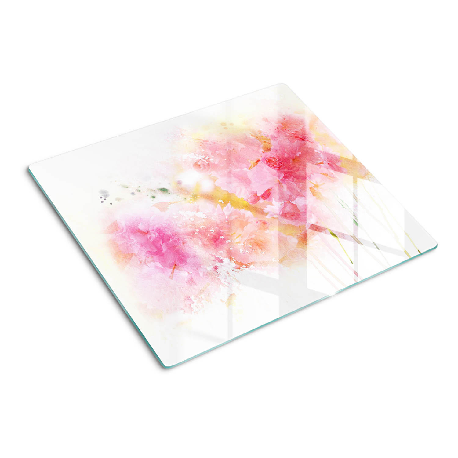 GLASPLATTE 60x52 cm Blumen - Gelb/Schwarz, Glas (60/0.4/52cm) - TULUP