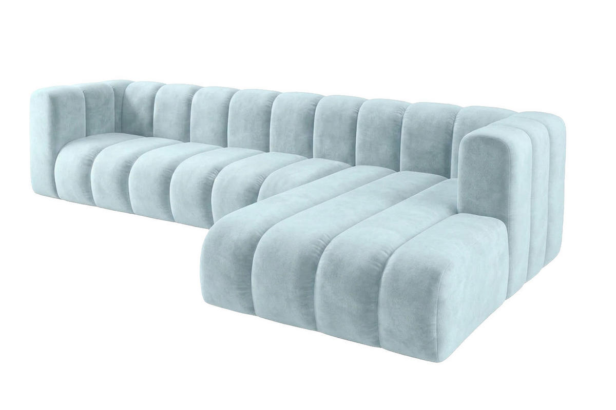 ECKSOFA Modulares In L-Form, Velvet-Stoff Riviera, Babyblau, Rechts, GRAND 318 cm - Hellblau, Holz (318/179cm) - Kaiser Möbel