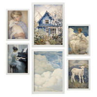 POSTER Set Mit 6 Romantischer Blau A3 & A4 Weißer Rahmen - Weiß, Papier (29/3cm) - Nacnic