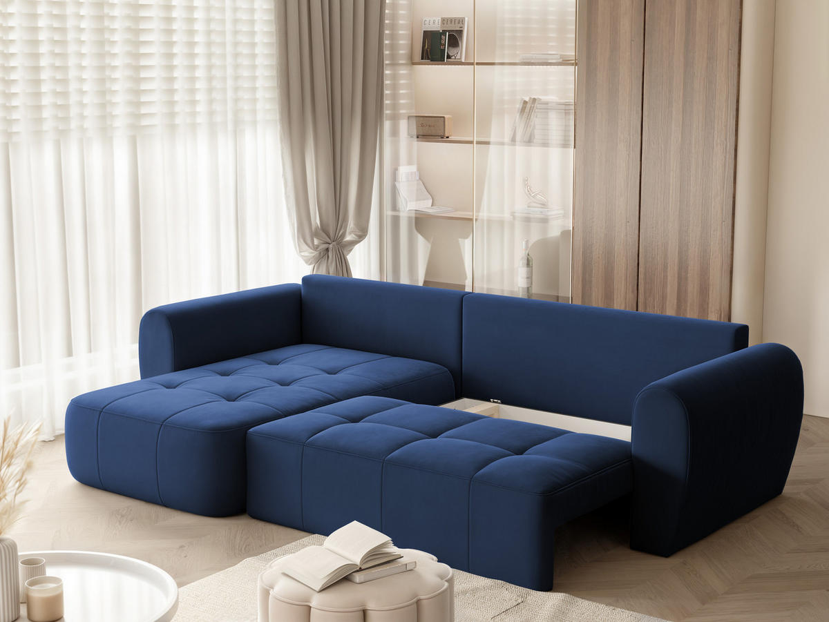 ECKSOFA RAVEN mit Schlaffunktion und Bettkasten Marineblau - Dunkelblau, Holzwerkstoff/Kunststoff (250/160cm) - Idohome