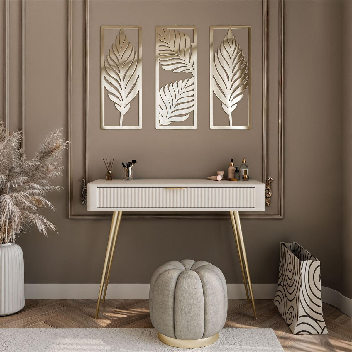 KONSOLE SCARLETT MIT SCHUBLADE BEIGE + GOLD - Beige, Holzwerkstoff (38/100/78cm) - Lookway