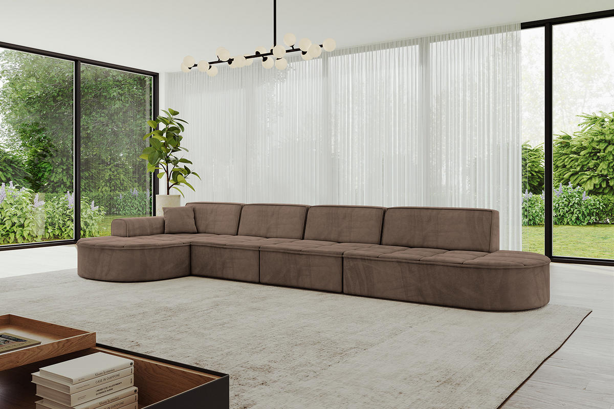 ECKSOFA Ottomane Links TARO-L3 - 413x171x79,5 cm Braun - Braun, Holzwerkstoff/Textil (413/171cm) - ALTDECOR