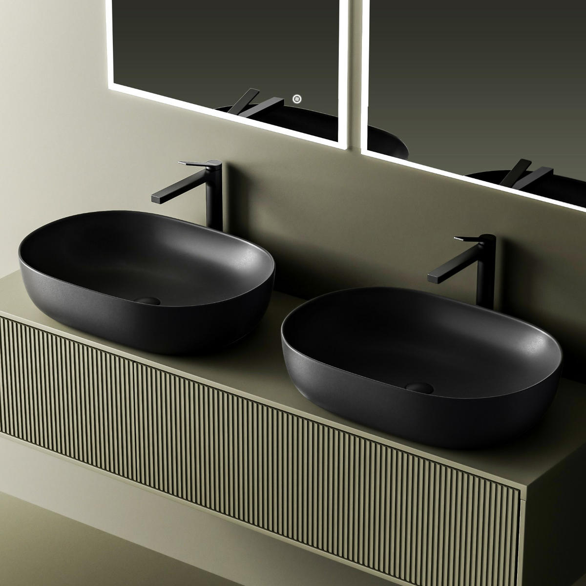 WASCHBECKEN Mattschwarz 60 / 41,5 / 13,5 cm - Schwarz, Keramik (41.5/13.5/60cm) - EMKE