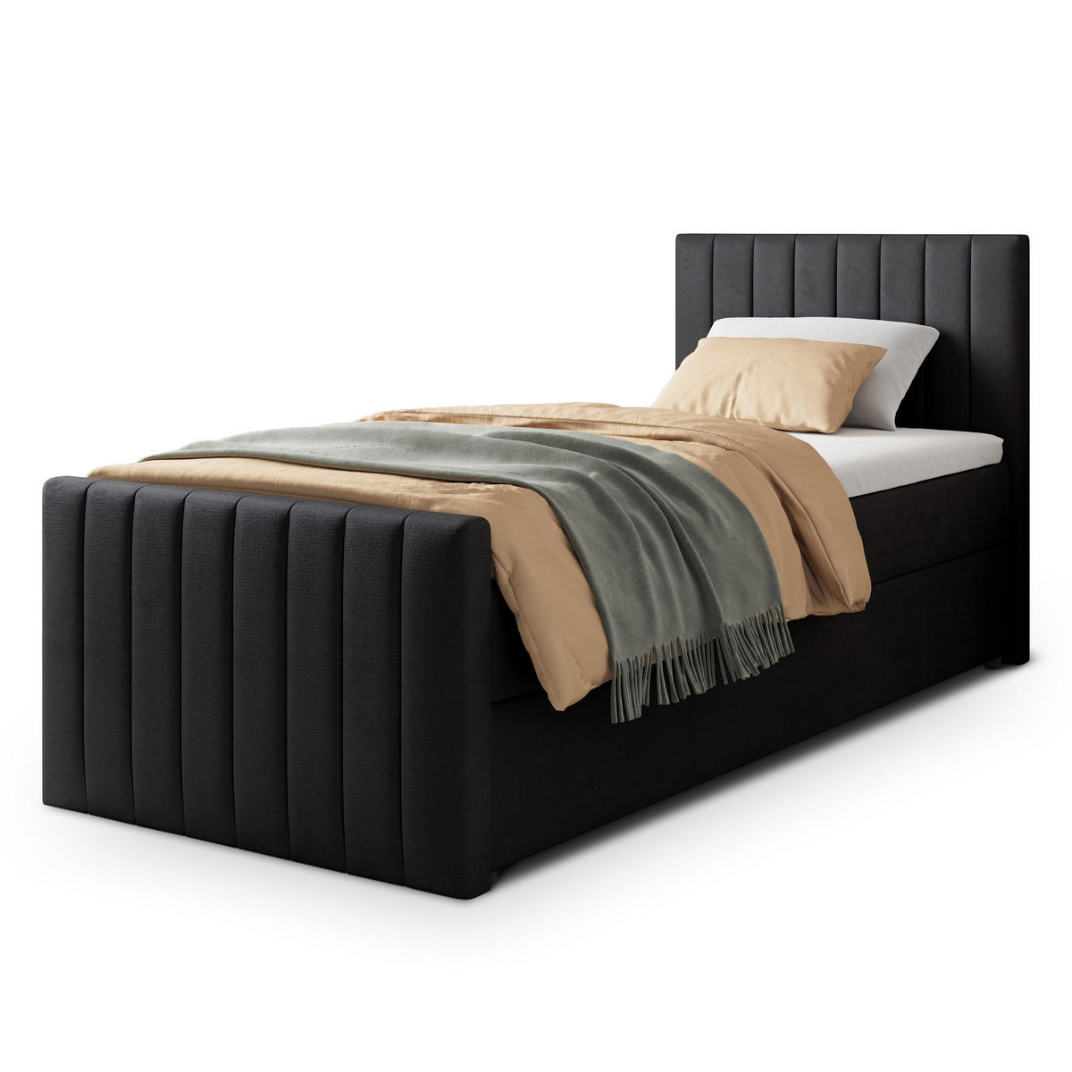 POSTEL BOXSPRING ARION 80x200 cm, s matrací a úložným prostorem, černá - černá, kompozitní dřevo/textil (80/200cm) - MASSENO