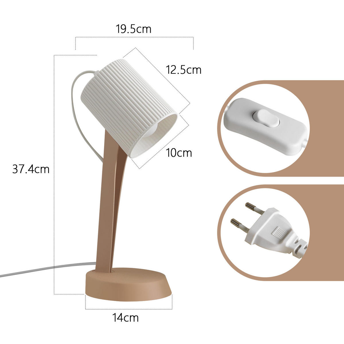 TISCHLEUCHTE Nauman (2er-Set) - Braun, Kunststoff (37.4/14/19.5cm) - Nettlife