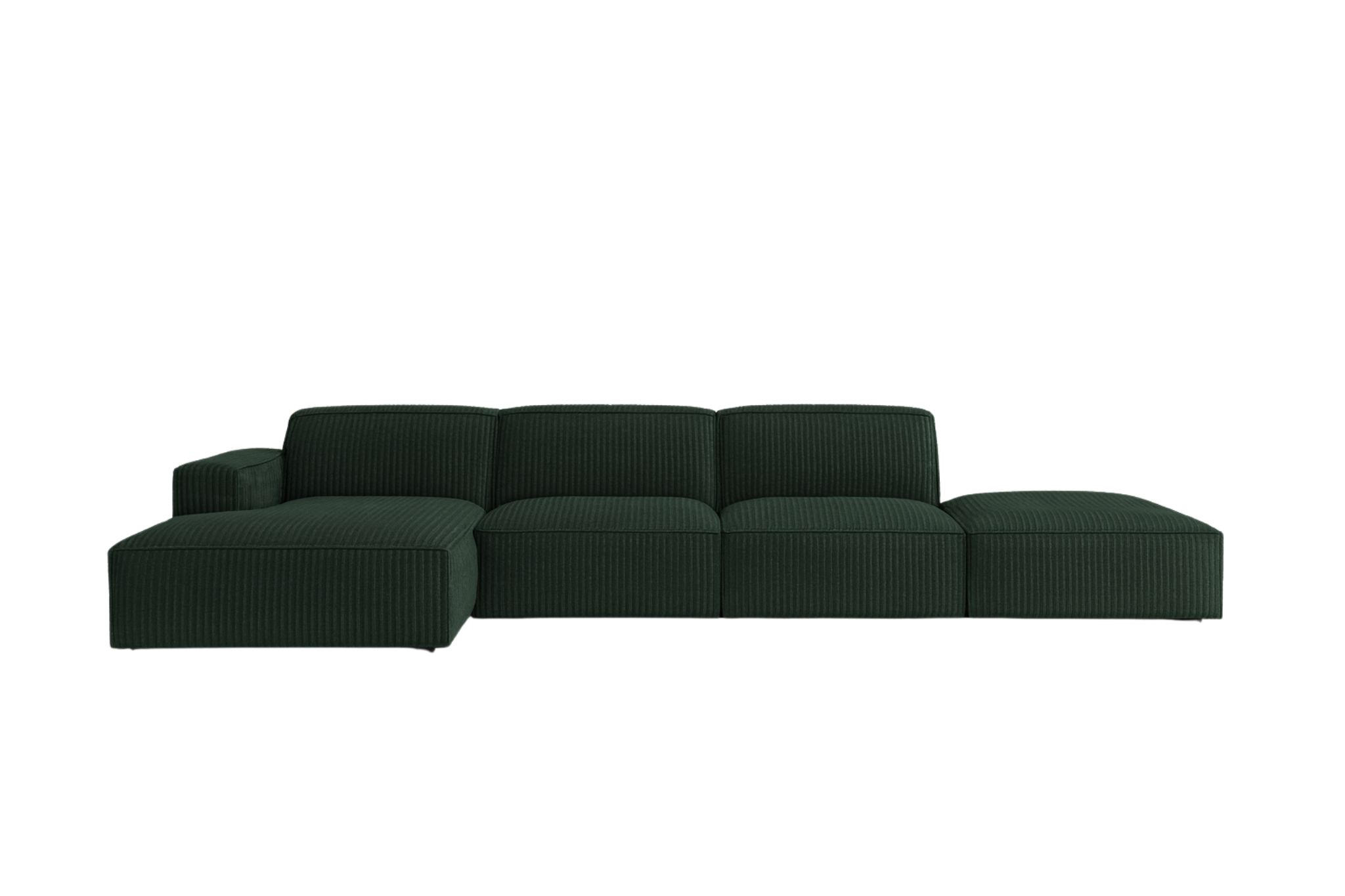 ECKSOFA Cursal L-Form, Stoff Poso, Grün + Hocker, Links - Grün, Holz (341/166cm) - Kaiser Möbel