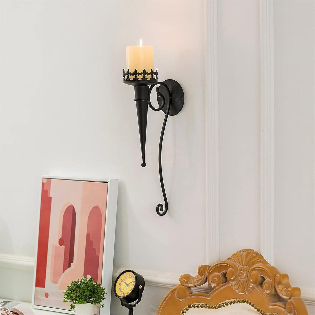 KERZENHALTER 2-teiliges Set 43 cm Schwarz - Schwarz, Metall (9.2/43/9.2cm)