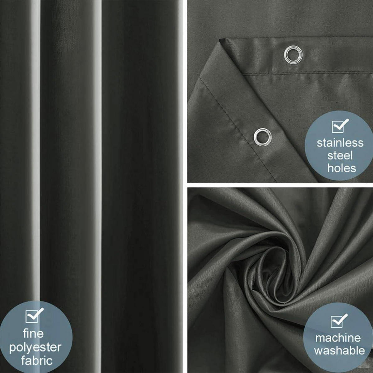 DUSCHVORHANG Textil Dunkelgrau 120 x 200 cm - Anthrazit, Textil (120/200cm)