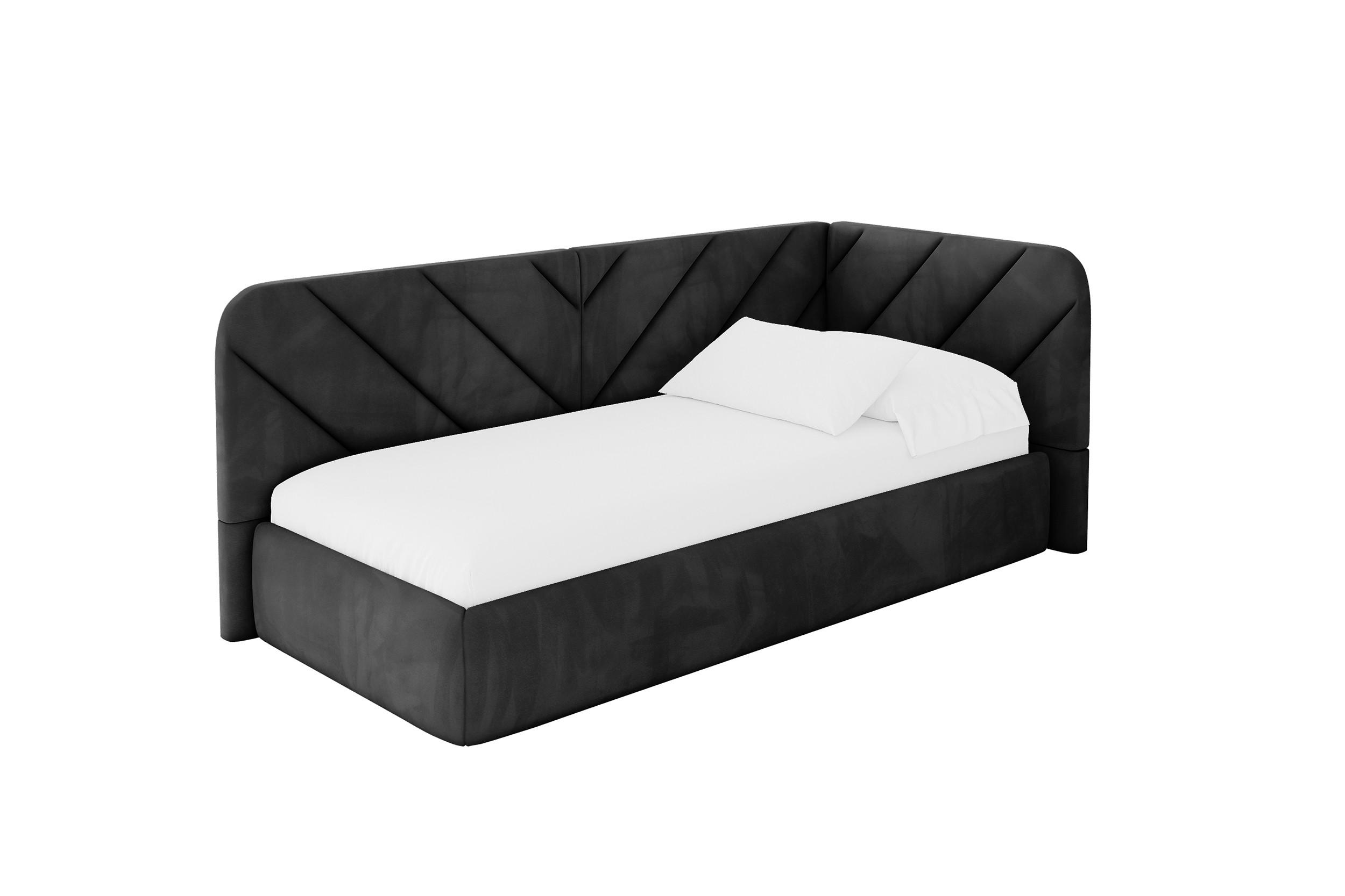 ALTDECOR JEDNOLŮŽKOVÁ POSTEL pro mládež s úložným prostorem a matrací H3/H4, vlevo - FIKY 100x200 černá