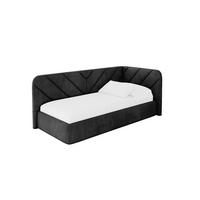 EINZELLBETT Jugendbett mit Bettkasten und Matratze H3/H4, Links - FIKY 90x200 Schwarz - Schwarz, Holzwerkstoff/Textil (90/200cm) - ALTDECOR