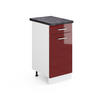 KÜCHENUNTERSCHRANK R-Line Bordeaux Hochglanz 40 cm, AP Anthrazit - Bordeaux/Weiß, Holzwerkstoff (40/81.6/60cm) - Vicco