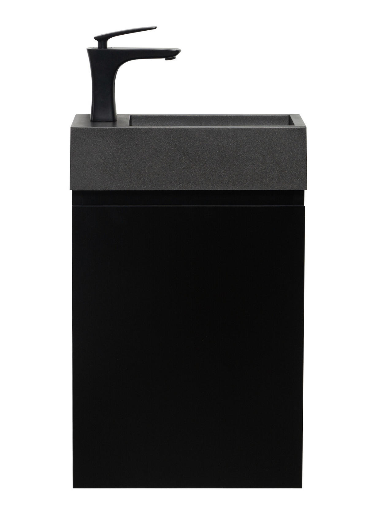 GÄSTE-WC-MÖBELSET Angela 2 Teile Schwarz Matt - Schwarze Waschbecken - 40 x 22 x 64 cm - Schwarz, Holz (40/52/22cm) - Badplaats