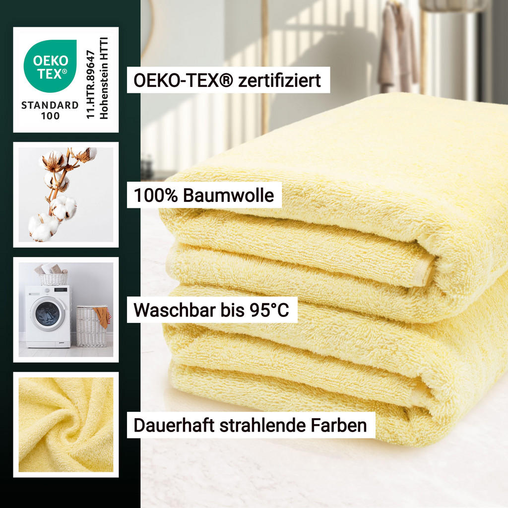 Thumbnail - Zollner Saunatuch,, Hellgelb, Textil, 70x200 cm, Oeko-Tex® Standard 100, Freizeit, Wellness, Saunatücher