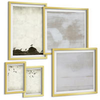 BILDER SET 5er Set - 50x50 cm & 20x30 cm & 40x60 cm Goldrahmen - Textur eines Vogelschwarms - Goldfarben, Kunststoff (40/60cm) - TULUP