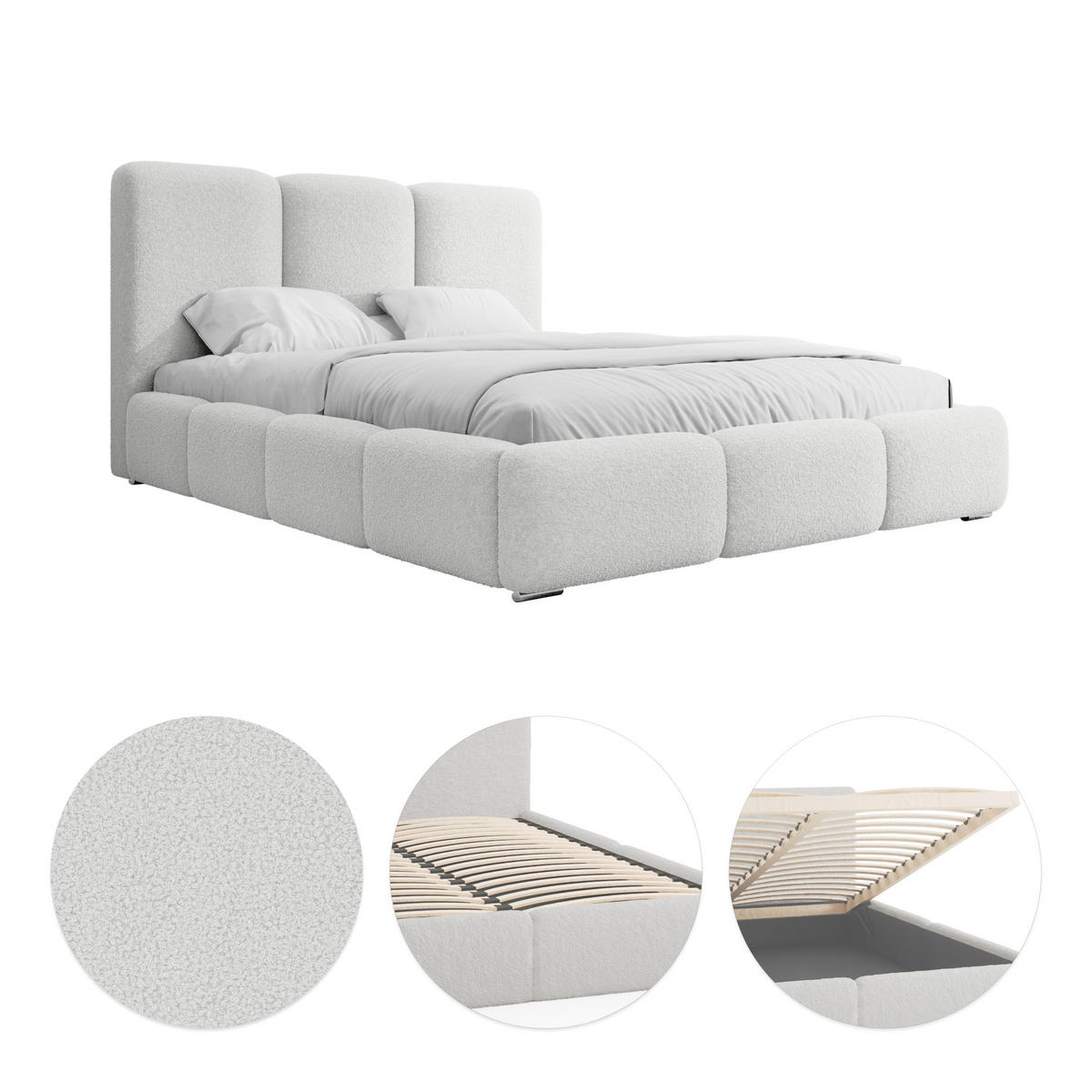 POLSTERBETT Doppelbett Kestle 180x200 cm Weiß - Weiß, Textil (180/200cm) - Fedve