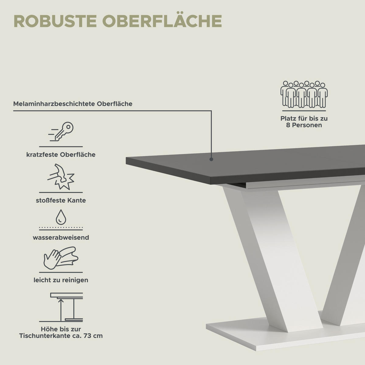 ESSTISCH MOTION (B/H/T: ca. 150/76/90 cm) in Weiß/grau - Weiß, Holzwerkstoff (90/150/76cm)