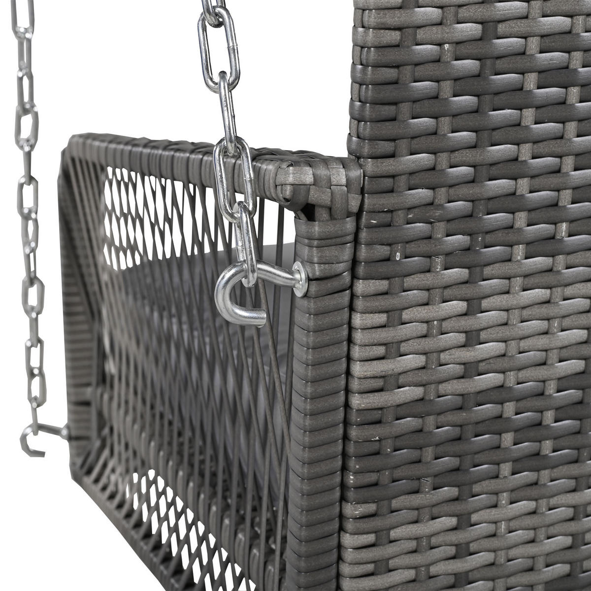 HOLLYWOODSCHAUKELL 2-Sitzer Grau Rattan Mit Waschbaren Kissen - Grau, Naturmaterialien (54/53/114cm) - FLIEKS