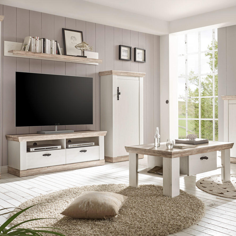 Lomado Wohnzimmer-Set Weiß 215x201x44 cm