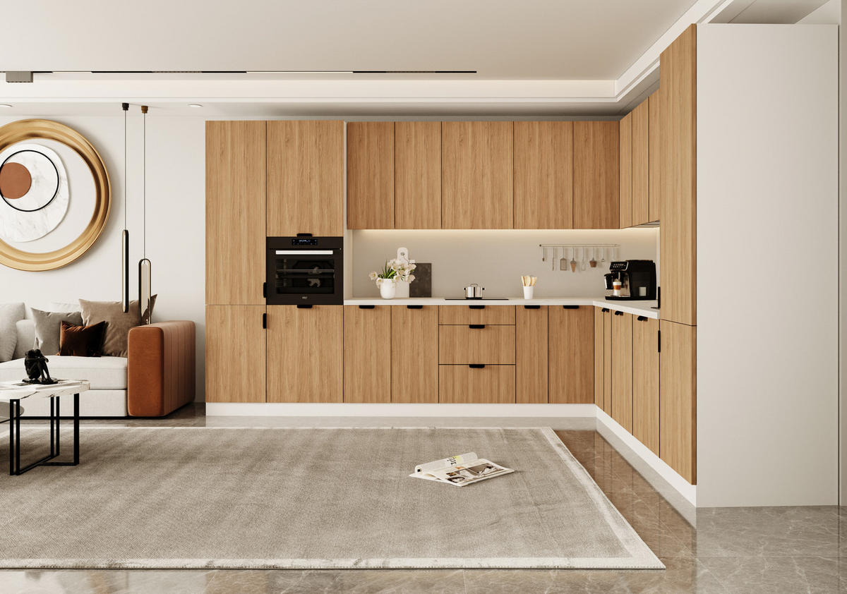 WINKELKÜCHE 345 x 285 cm - Sorento KS12-M345 - in Sonoma Eiche / Weiß - Schwarz/Weiß, Holz/Metall (630/247/58cm)